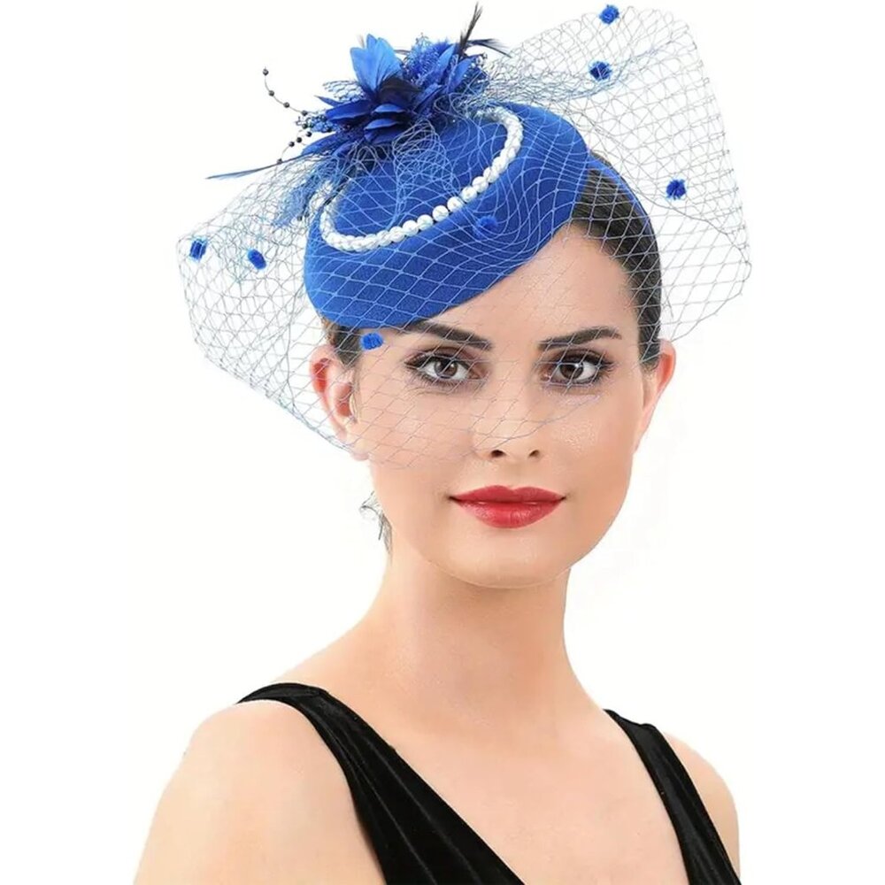 Fascinators Tea Party Hats With Veil - 20s 50s Pillbox Hat Cocktail Tea Party He